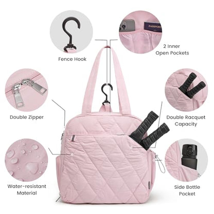 G4Free Pickleball Bag, Pickleball Backpack for Men and Women, Tote with Shoe Compartment and Waterproof Pocket - color: Pink
