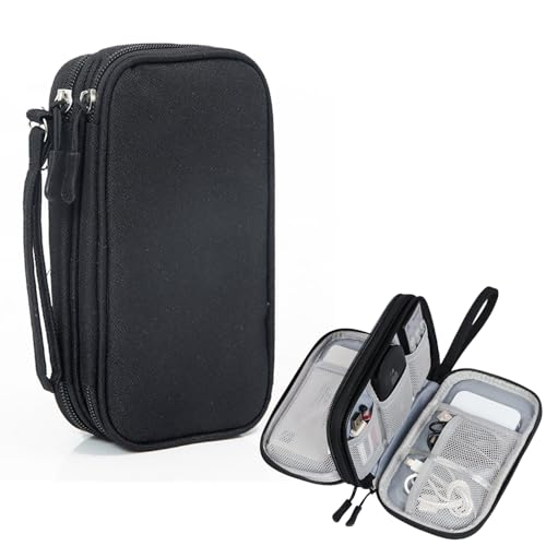 Electronic Organizer Travel Case Water Resistant Cord Pouches for Organization,Cable Organizer,All-in-One Double Layers Storage Bag for Accessories,Charger, Cable - color: 2 Layers-Black