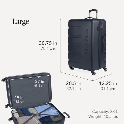 SwissGear 7366 Signature Hardside Expandable Luggage with Spinner Wheels, TSA Lock, Cup-Holder, Navy, 2-Piece Set (19/27) - color: Navy, size: 2-Piece Set (19/27)
