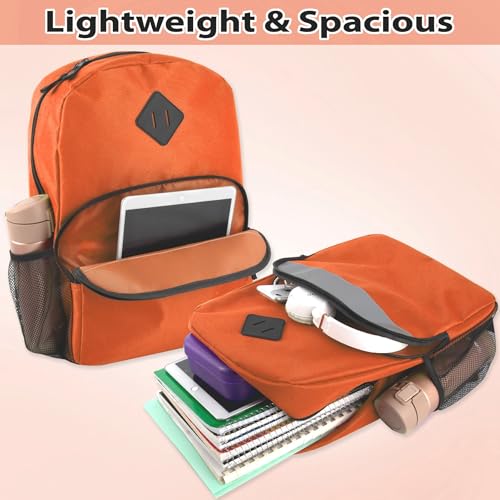 Trail maker (24 Pack) 17" Backpack – Reflective School Backpack with Padded Straps, Water Bottle Pockets for Kids & Adults, School Travel Camp (Orange) - color: Orange