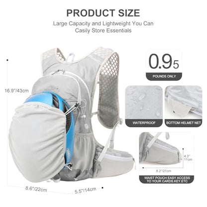 IX INOXTO Hydration Backpack, 18L Lightweight Hiking Backpack with 2L Water Bladder Daypack Women Men, Water Backpack Insulated Hydration Pack for Hiking, Running, Festival, Cycling - color: All Grey