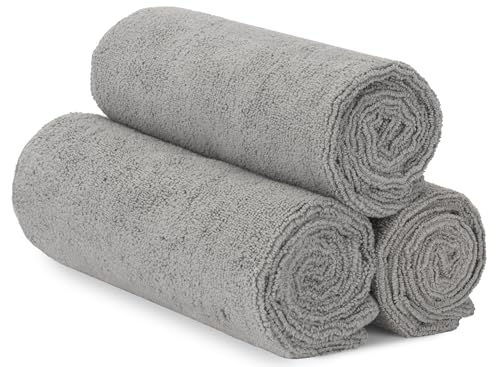 S&T INC. Microfiber Gym Towels, Yoga Towel for Home and Gym Bag, 16 Inch x 27 Inch, 3 Pack - color: Grey