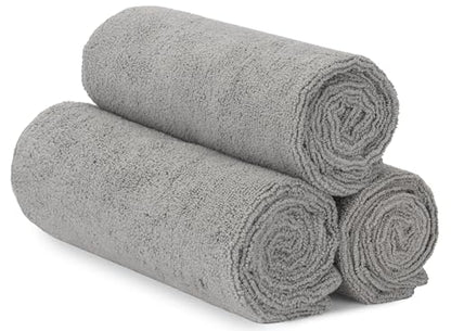 S&T INC. Microfiber Gym Towels, Yoga Towel for Home and Gym Bag, 16 Inch x 27 Inch, 3 Pack - color: Grey