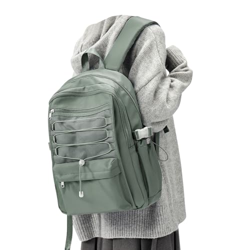 Backpacks For College Students Women,Aesthetic Bookbag,Casual Dayback Small Travel Backpacks,Waterproof Middle School Backpack For Teens Girls Boys(Green) - color: C3-green