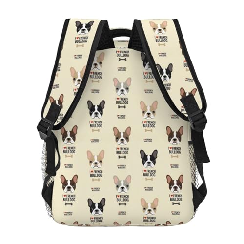 Stylish Commuter Backpack I Love French Bulldog, Lightweight Laptop Daypack for Work Office Daily and Travel - color: Pattern (239)