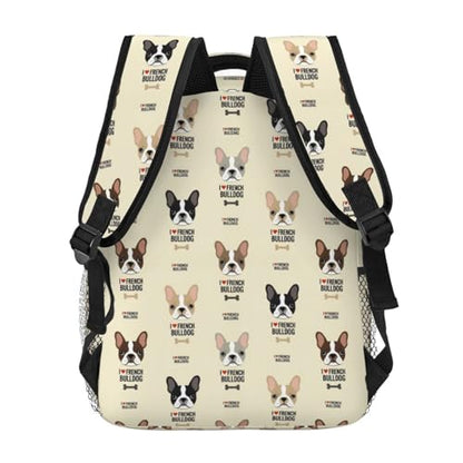 Stylish Commuter Backpack I Love French Bulldog, Lightweight Laptop Daypack for Work Office Daily and Travel - color: Pattern (239)