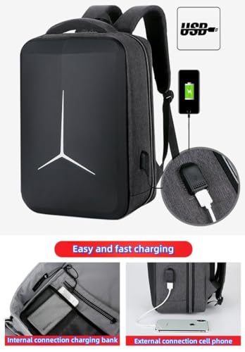 Hard Shell Business Backpack Travel Laptop backpack USB port backpack Daily laptop backpack Waterproof travel backpack (01#Grey) - color: 01#grey