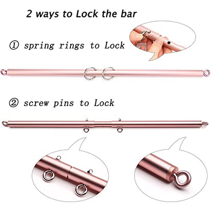 2 Pcs Rose Gold Spreader Bar for Home Gym - Expandable Stainless Steel Bars - Designed for Yoga Flows, Pilates Mat Work, Home Gym Workouts Bar