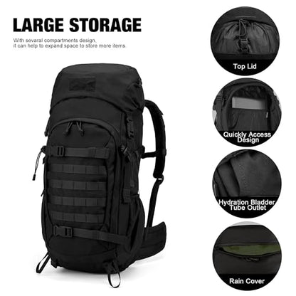 Mardingtop 50L Hiking Backpack,Backpacking Backpack with Rain Cover for Hiking,Backpacking,Rucking,Camping,Survival - color: Black