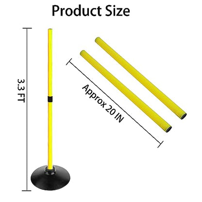 Adjustable Height Agility Hurdle Set Multi-Function Soccer Trainning Pole Set Coaching Sticks with Rubber Base - color: 3.3 FT