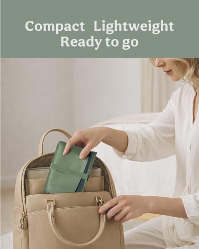 2 Pack Vegan Leather Baby Changing Mat, Large 30" x 17" Waterproof Foldable Diaper Mat, Wipe-Clean Portable Changing Pad for Travel, Home & Diaper Bag, Baby Gift for New Moms(Beige&Dark OliveGreen) - color: Beige&Dark Olive Green