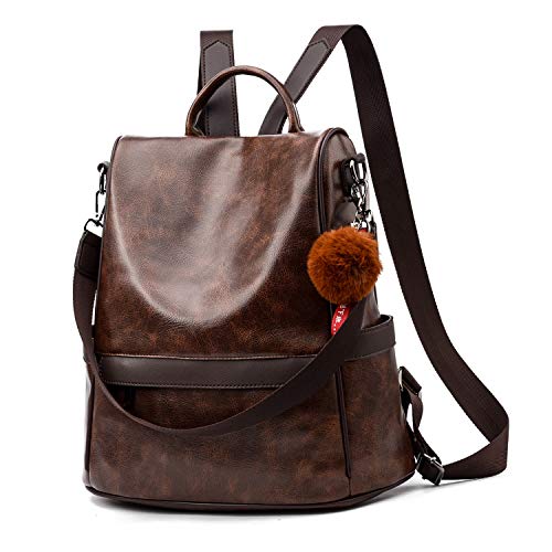 CHERUTY Women Backpack Purse PU Leather Anti-theft Casual Shoulder Bag Fashion Ladies Satchel Bags - color: 1-2 Brown, size: Medium