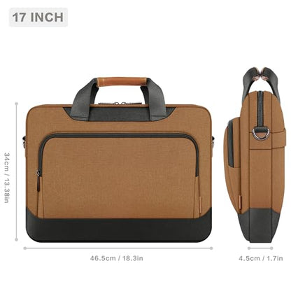 DOMISO 17-17.3 Inch Laptop Bag Large Capacity Shoulder Case for Dell Precision 17/MSI/HP Pavilion 17, Brown - color: Brown, size: 17 - 17.3 Inch