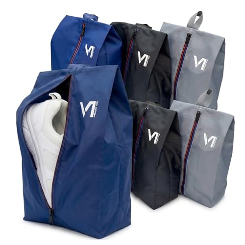 Shoe Bags for Travel with Waterproof Zipper-Durable Polyester Material Shoe Pouch - Large Size Gym Cleat Bag Smell Dust Proof Unisex/Lightweight 6-pack Set