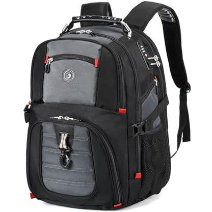 SHRRADOO Extra Large 50L Travel Laptop Backpack with combination lock, College Backpack Airline Approved Business Work Bag Fit 17 Inch Laptops for Men Women,Grey - color: Grey