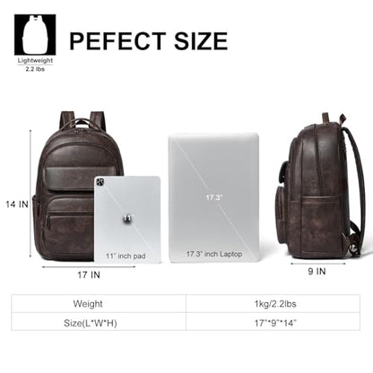 Leresas Backpack Purse for Women Mens for Work Laptop Travel Business Back Pack Vegan Leather Fashion College Computer Teacher Bag Daypack Coffee - color: Coffee
