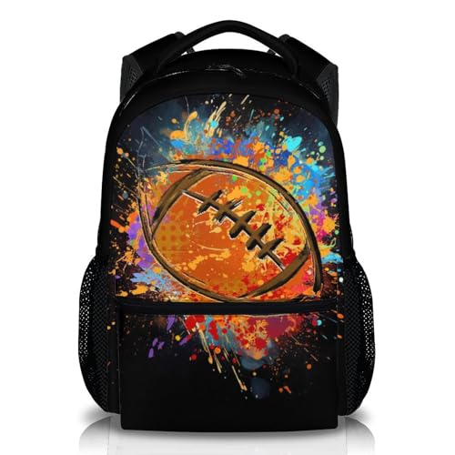 Boys School Backpack Kids Football Backpacks Bookbag Back to School Supplies, Black Large Capacity Cool Sport Back Pack for Kindergarten Elementary Middle (17 Inches) - color: Color 2