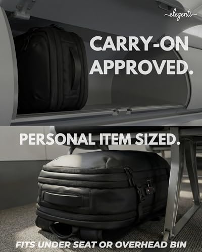 Expandable Vacuum Travel Backpack with Compression System & Pump | 60L Carry On Backpack with TSA Lock, Laptop Sleeve & Water Resistant Shell | Black