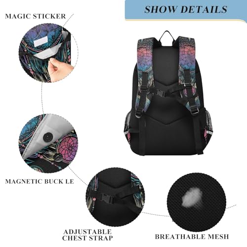 ALAZA Owl Rainbow Dream Catcher Laptop Backpack Purse for Women Men Travel Bag Casual Daypack with Compartment & Multiple Pockets - color: Owl