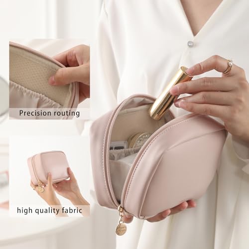 RIGHT AWAY Makeup Bag,Travel Cosmetic Bag Organizer with Zipper,Waterproof Toiletry Bags Makeup Pouch for Purse, Small Make Up Bag &Cases with Compartments for Women Girls（Pink） - color: AG-Pink