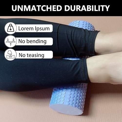 EVA Massage Roller, Recovery Foam Roller, Medium Density Light Blue Trigger Point Massage Roller for Deep Tissue Excercise, Physical Therapy, Muscle Restoration, 12" X 4" Round - color: Blue