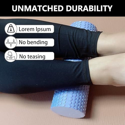 EVA Massage Roller, Recovery Foam Roller, Medium Density Light Blue Trigger Point Massage Roller for Deep Tissue Excercise, Physical Therapy, Muscle Restoration, 12" X 4" Round - color: Blue