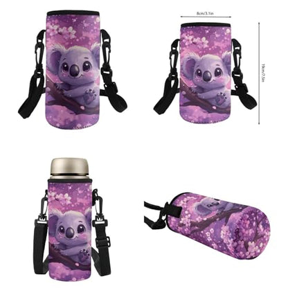 Flashideas Cherry Blossom Koala Backpack for Girls Kids Backpack with Lunch Box 32 oz Water Bottle and Water Bottle Bag 4Pcs Set 17" Cute Bookbag with Compartments for School Lightweight School Bag - color: Cherry Blossom Koala