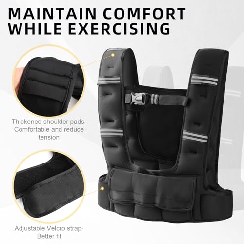 Prodigen Adjustable Weighted Vest Woman, 4-12lb/10-18lb Weight Vest with 6 Removable Weight Bags and Pocket | Weight Vest Men and Women for Walking, Running, Weight Loss, Strength Training - size: 4-12LB