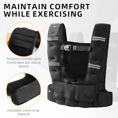 Prodigen Adjustable Weighted Vest Woman, 4-12lb/10-18lb Weight Vest with 6 Removable Weight Bags and Pocket | Weight Vest Men and Women for Walking, Running, Weight Loss, Strength Training - size: 4-12LB