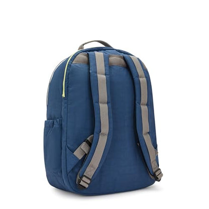Kipling Women's Seoul Extra Large 17" Laptop Backpack, Durable, Roomy with Padded Shoulder Straps, Built-In Protective Sleeve - color: Fantasy Blue Block, size: 13.5''L x 17.75''H x 9''D