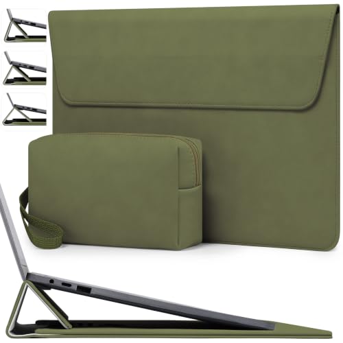 HYZUO 13 Inch Laptop Sleeve Case Bag with Adjustable Stand for MacBook Air 13 M5 A3449 M4 M3 M2 M1 2026-2018, 13" MacBook Neo 2026, MacBook Pro 13 M2 M1 2026-2016, Surface Pro, XPS 13, Olive Green - color: Olive Green, size: 13 Inch