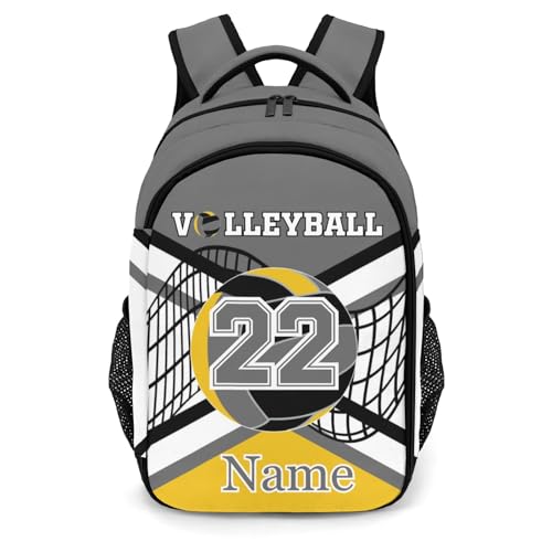 Grey Gold Volleyball Customized Waterproof Backpacks Shoulders Daypacks Bags - color: Muilti 14