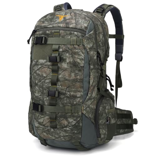 Mardingtop 50LCamo Hunting Backpack for Bow Rifle Gun，Large Capacity Tactical Hunting Day Pack with Rain Cover for Hunting Camping Hiking - color: Forest Camo, size: 50L