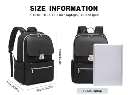 Slim Laptop Backpack Work Backpack for Women Fits 15.6 Inch Laptop, College Bookbag Computer Back Pack Purse Daypack Travel Bag, Lightweight & Waterproof (Black) - color: Black