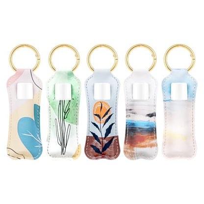 WK IEASON Lip Balm Holder for Chapstick Lipstick Sleeve Keychain,Small Christmas Gifts Stocking Stuffers for Teen Girls Women - color: 5 Pcs Floral Set a