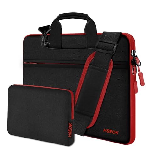 Hseok Laptop Shoulder Bag 13-14 inch with Small Case,Red Zipper - color: Red Zipper, size: 13"-14"