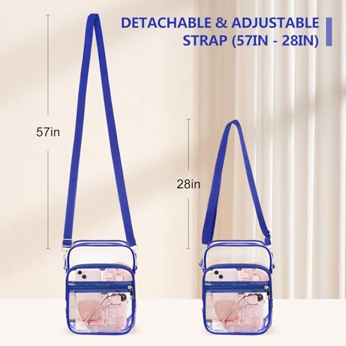 Blvornl Clear Crossbody Bag with Adjustable Shoulder Strap, Stadium Approved PVC Purse Bag, Messenger Bag - color: Blue, size: Small
