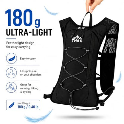 Running Hydration Vest for Men & Women, 180g Lightweight Breathable Hydration Pack with Water Bottle Snack Phone Pockets for Marathon Trail Running Hiking Cycling (No Water Bladder) - color: Black