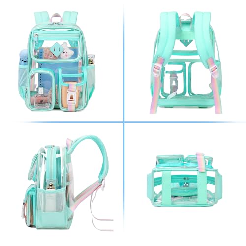 PIG PIG GIRL Mini Clear Backpack for Stadium Events, Small Clear Bag for Child for Festival Concert,Green(Not Fits School) - color: Mini-green