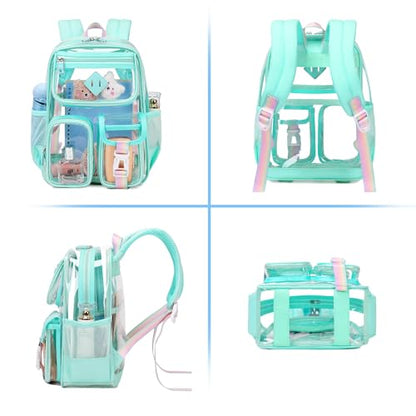 PIG PIG GIRL Mini Clear Backpack for Stadium Events, Small Clear Bag for Child for Festival Concert,Green(Not Fits School) - color: Mini-green