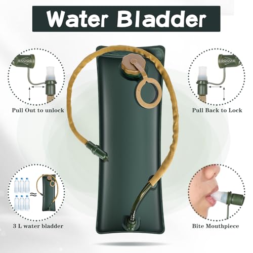 4 Pack Tactical Hydration Backpack with 3L Water Bladder Military Daypack Water Backpack Lightweight Hydration Back Pack for Running Cycling Climbing Hiking for Men Women - style: Khaki