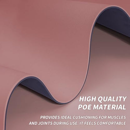 Yoga Mat with Strap,Non-Skid Workout Mat,8mm Thick Yoga Mat,POE Yoga Mats for Women Men Kids,Exercise Mat with Easy-Cinch,72"x24"x0.32” (183x61x0.8cm) - color: Deep Pink+Grey
