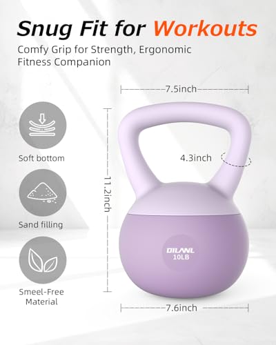 Soft Kettlebell, Safe Strength Training Kettle bell, Cushioned Impact-Resistant Base and Anti-Slip Grip Weight, Kettlebells Set for Home Workouts and Men/Women/Beginners,With Non-slip Gloves - color: Purple