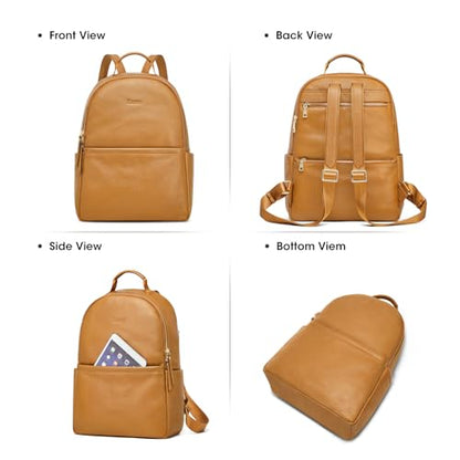 Kattee Genuine Leather Backpack Purse for Women Antitheft Rucksack Soft Work Casual Daypack Fashion - color: Khaki