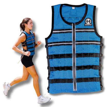 Hyperwear HyperVest ELITE Adjustable Weighted Vest for Women and Men — Thin Steel Weights, Stretch CORDURA Fabric — Weight Vest for Walking, Running, Strength Training - size: X-Large 10 Pounds Blue