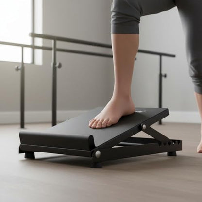 Milageto Ankle Mobility Board Stable Three-Sided Design Adjustable Slant Board Steel Frame Incline Foot Stretcher for Home Gym - color: Black, style: Wider Frosted Non-slip Surface