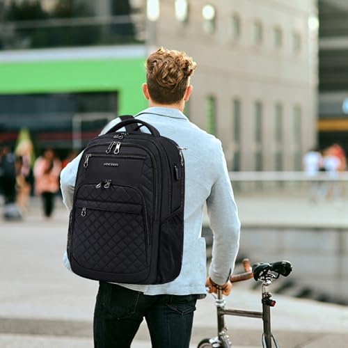 KROSER Travel Laptop Backpack 17 Inch Large Computer Backpack Black - color: Quilted Black