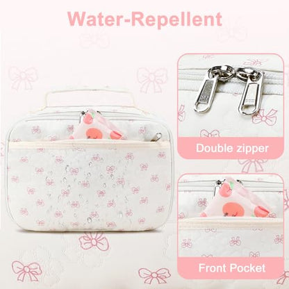 LEDAOU Lunch Bag Kids Lunch Box Girls Boys Insulated Lunch Bag Reusable Lunchbox for School Picnic Hiking Daycare - color: Bow-Flower
