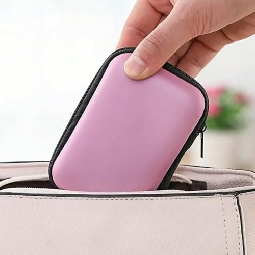 Mini Portable Travel Tech Organizer Bag, Compact Zipper Charger Cable Storage Pouch with Mesh Pocket, Small Electronic Accessory Case, Pink - color: pink
