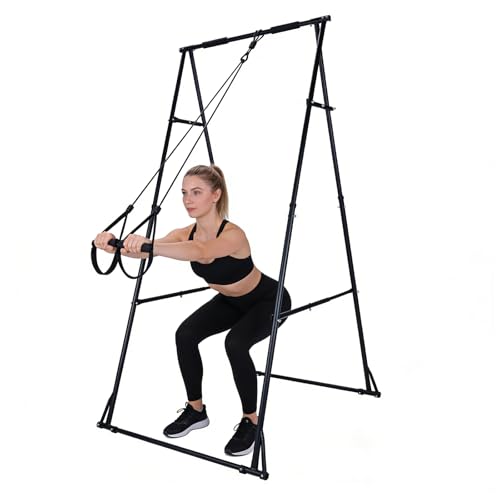 Foldable Free Standing Pull Up Bar Station Adjustable Power Tower Dip Bar Pullup Fitness Equipment for Home Gym Strength Training